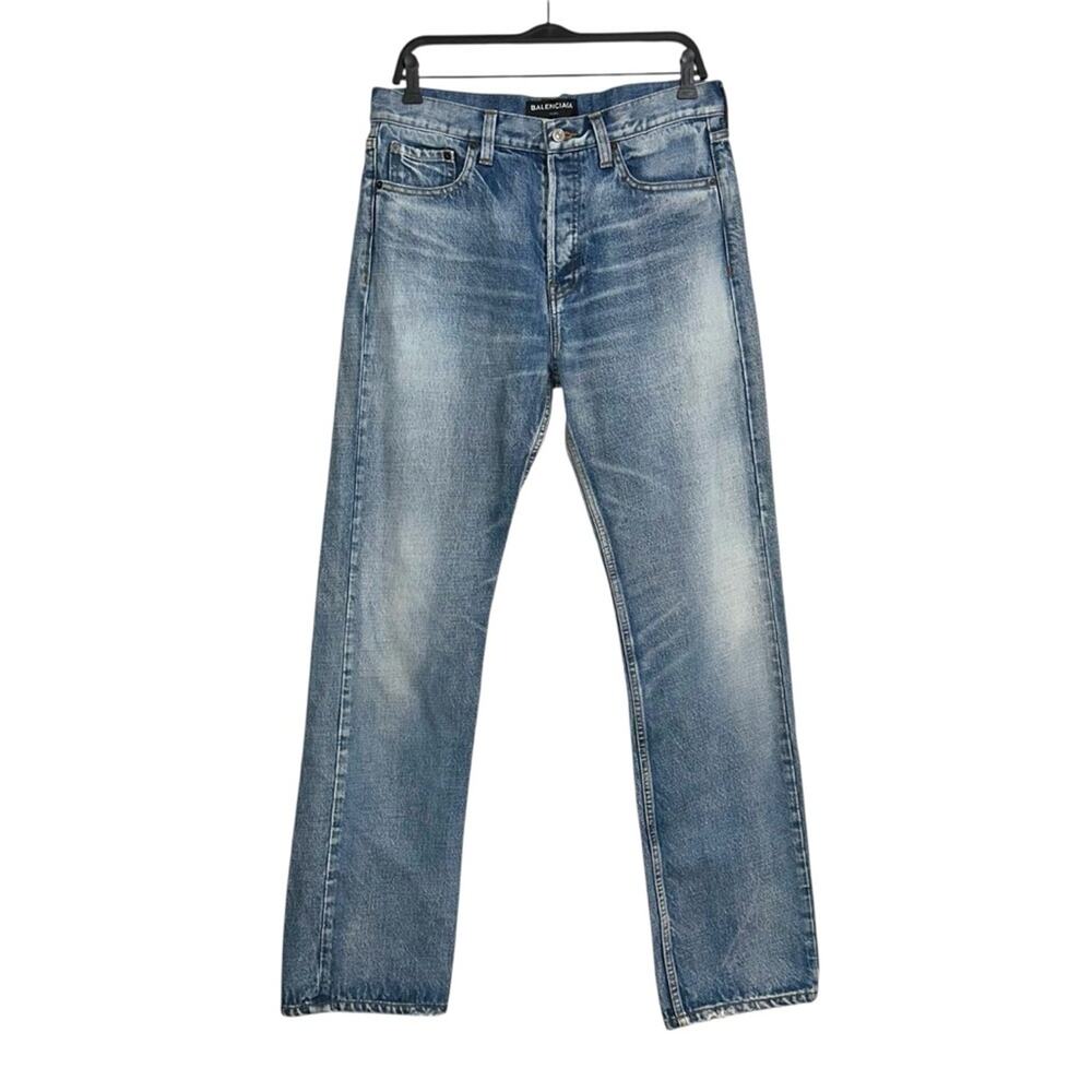 NWT Balenciaga Blue Straight Leg Button Fly Jeans 31